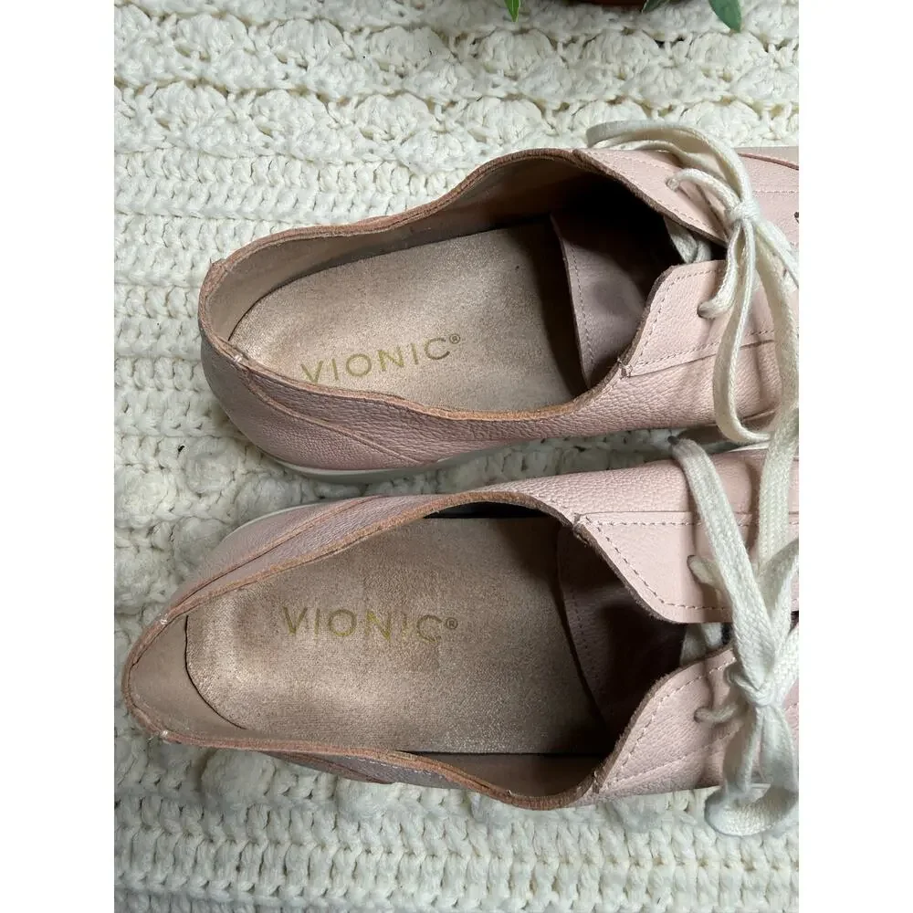 VIONIC Women's 9.5 Callie Lace Up Sneaker Comfort Walking Shoes Cameo Rose Pink